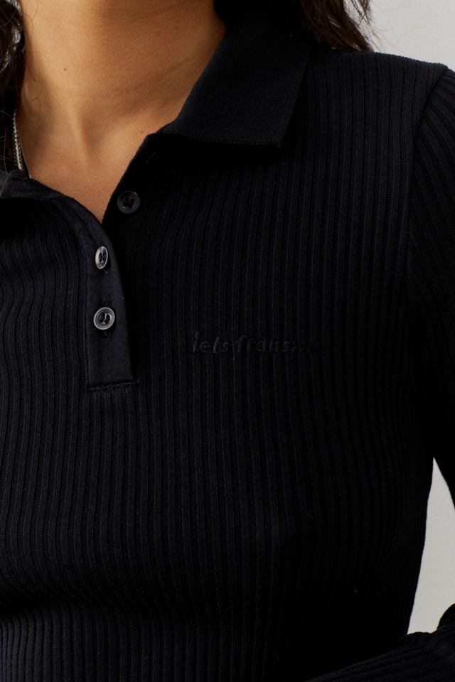 iets frans... Long Sleeve Rib Polo Mini Dress #3