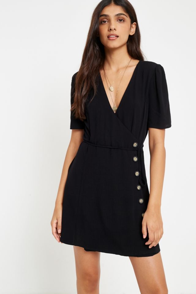 Side button shop wrap dress