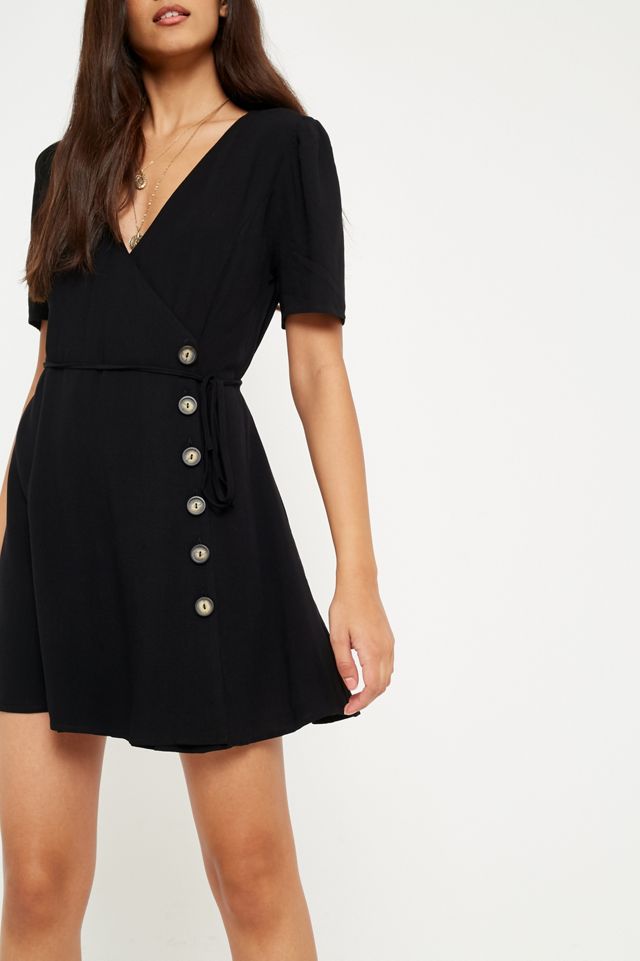 Pins & Needles Black Side-Button Wrap Dress #1