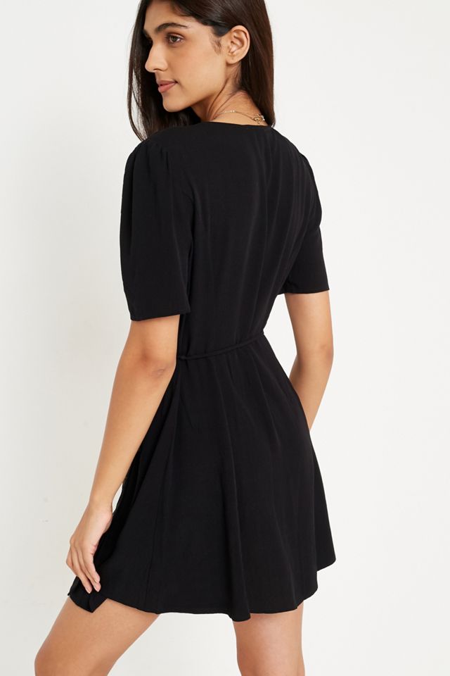 Pins & Needles Black Side-Button Wrap Dress #3