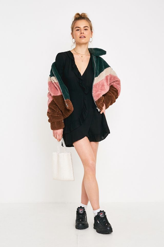 UO Black Frill Wrap Dress #2