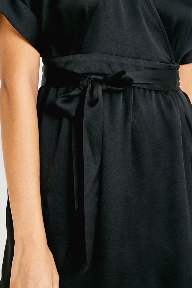 Evening Gowns Urban Outfitters Gabrielle Linen Midi Wrap Dress UO Gabrielle  Black Satin Midi Wrap Dress Urban Outfitters UK