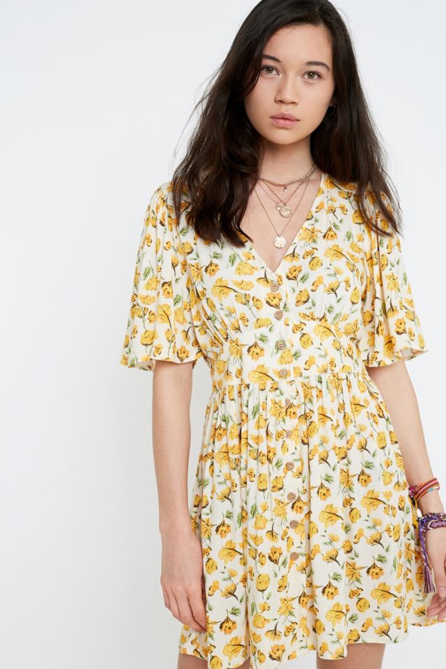 Urban outfitters hotsell yellow wrap dress