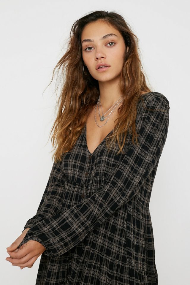 UO Check Tiered Mini Dress #2