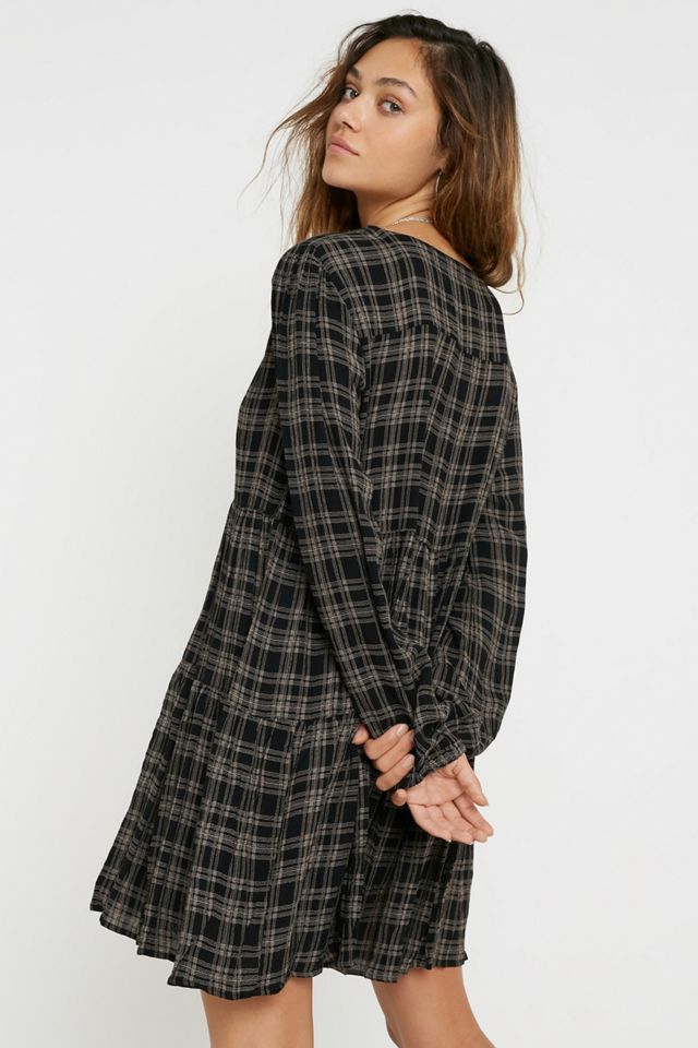 UO Check Tiered Mini Dress #3