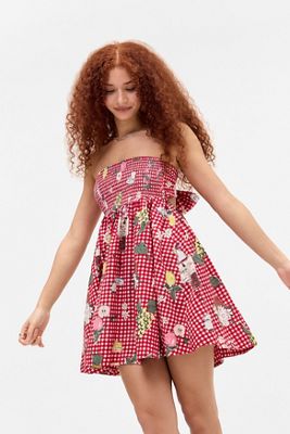 Abito mini BDG Juliana con scollo arricciato e lacci sul retro