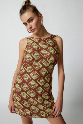 UO Charlotte Retro Linen Shift Dress | Urban Outfitters UK