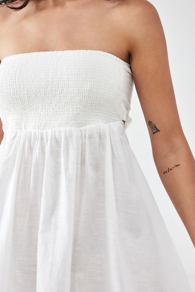BDG Aurora White Smocked Mini Dress  #3