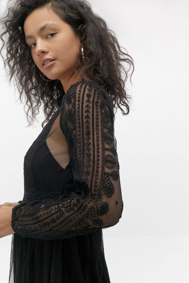 UO Hope Embroidered Long Sleeve Midi Dress #1
