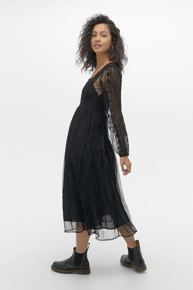 UO Hope Embroidered Long Sleeve Midi Dress #3
