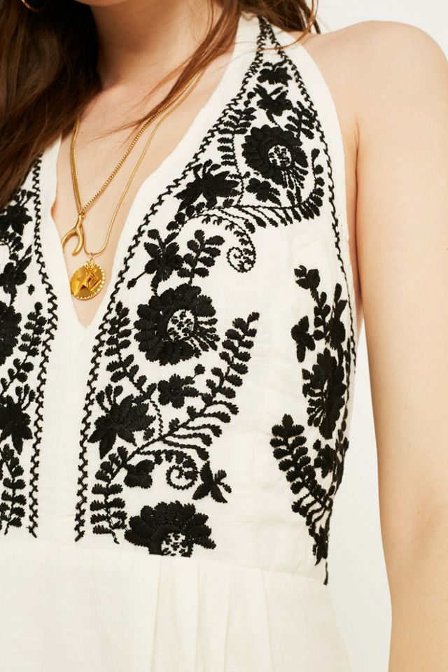 UO Embroidered Halter Midi Dress #3