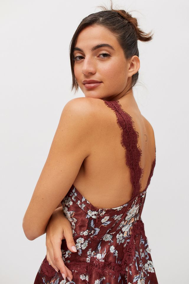 Urban Outfitters – Minikleid „Tiffany“ aus Satin und Spitze mit floralem Print #6