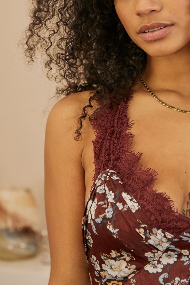 Urban Outfitters – Minikleid „Tiffany“ aus Satin und Spitze mit floralem Print #1