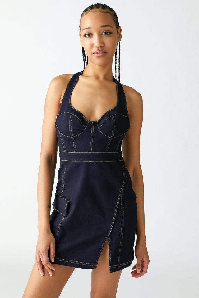 UO Jenny Denim Bustier Mini Dress