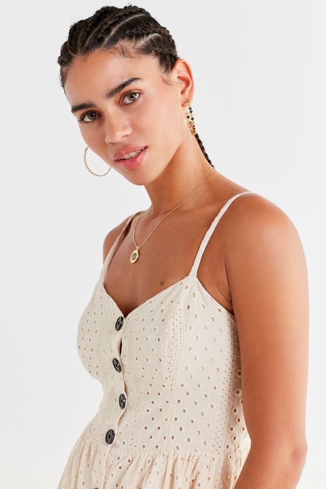 UO Abbie Eyelet Button-Through Dress #4