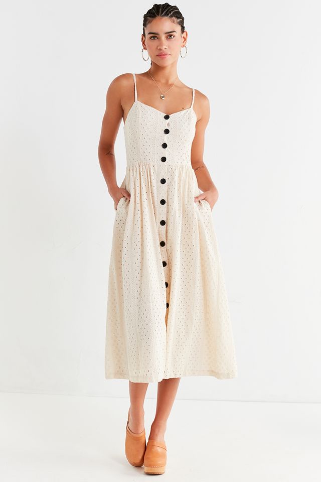 UO Abbie Eyelet Button-Through Dress #5