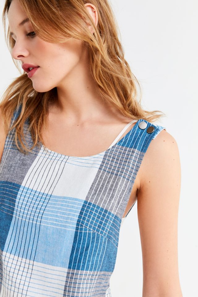 UO Romana Plaid Linen Shift Dress #3