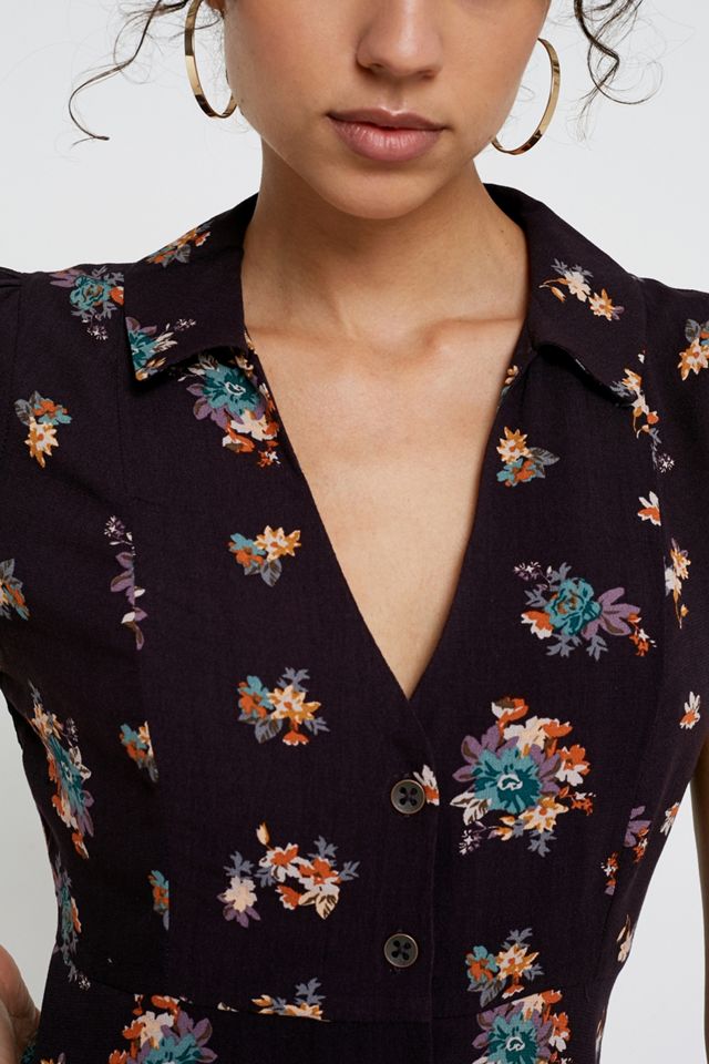 UO Mallory Floral Button-Through Shirt Dress #1