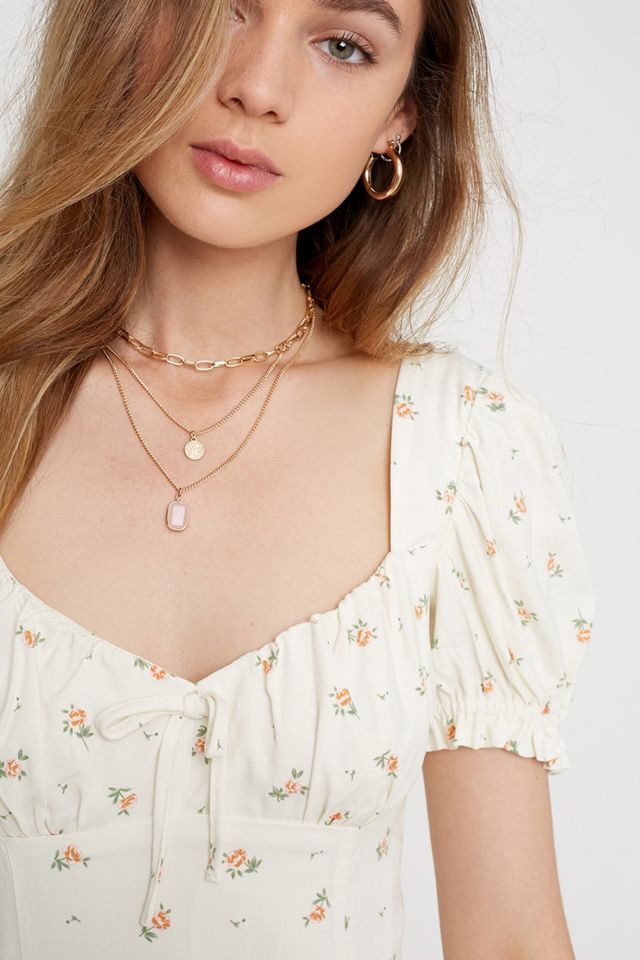UO Cassia Ivory Ditsy Floral Mini Dress #2