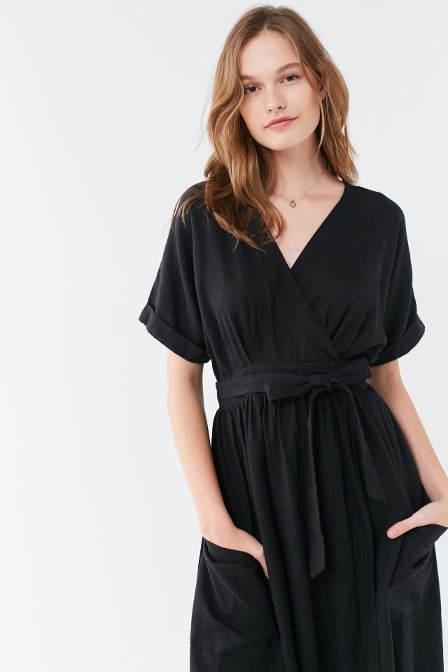 Urban outfitters linen wrap dress sale