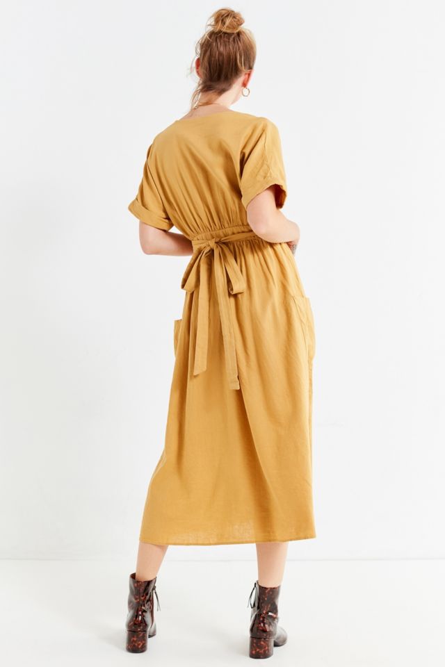 Linen wrap 2025 dress urban outfitters