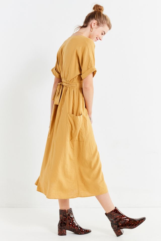 Gabrielle linen midi store wrap dress