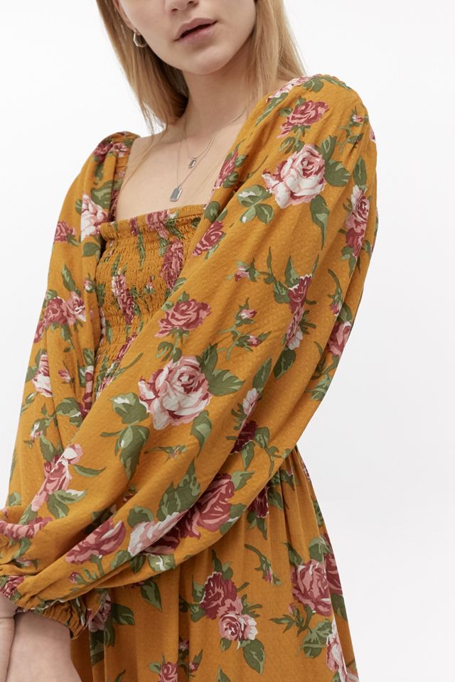 UO Odila Floral Smocked Midi Dress #1