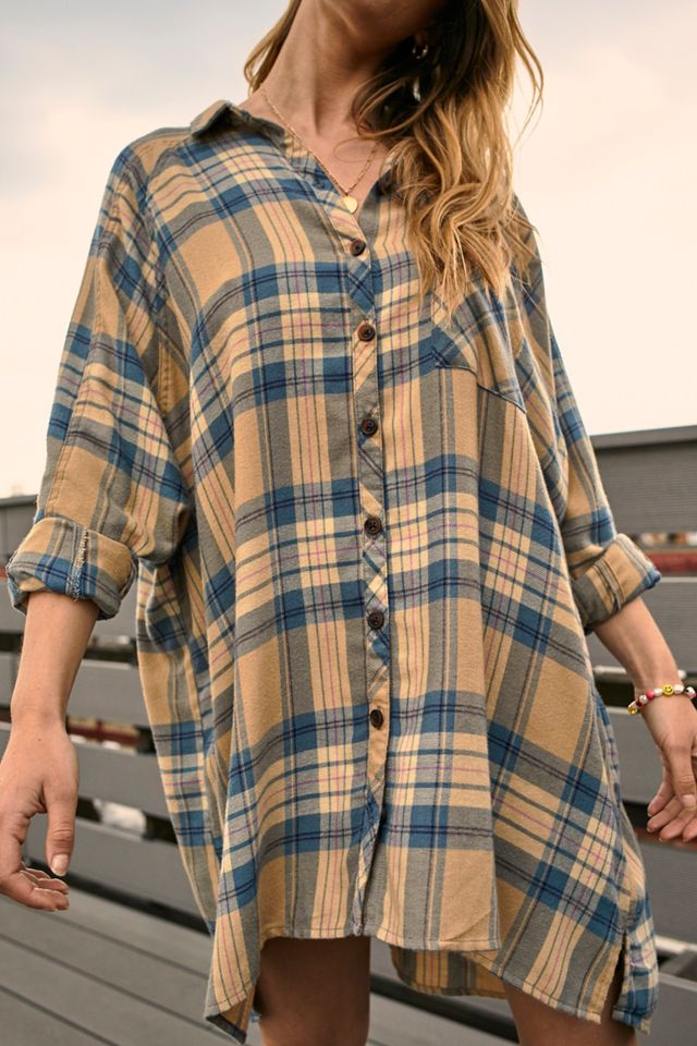UO - Robe chemise écossaise Ashley écru #1