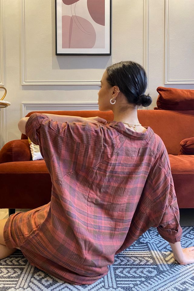 UO Ashley Rust Plaid Shirt Dress #2