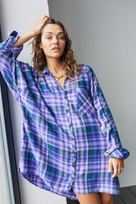 purple plaid shirt dress