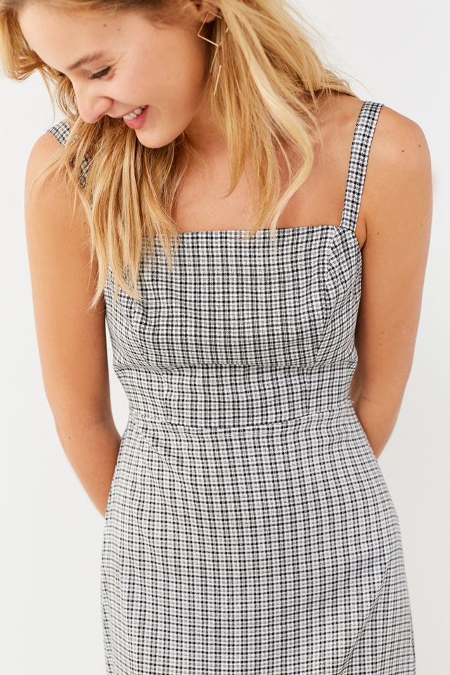 UO Layla Check Straight-Neck Tie-Back Midi Dress #3