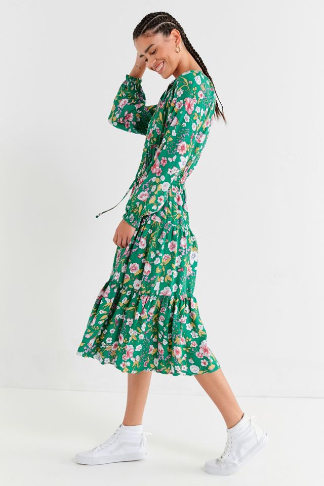 UO Reese Abito Midi a strati floreale a strati #3