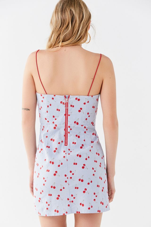 UO Colette Cherry Print Stretch Linen Mini Dress #3