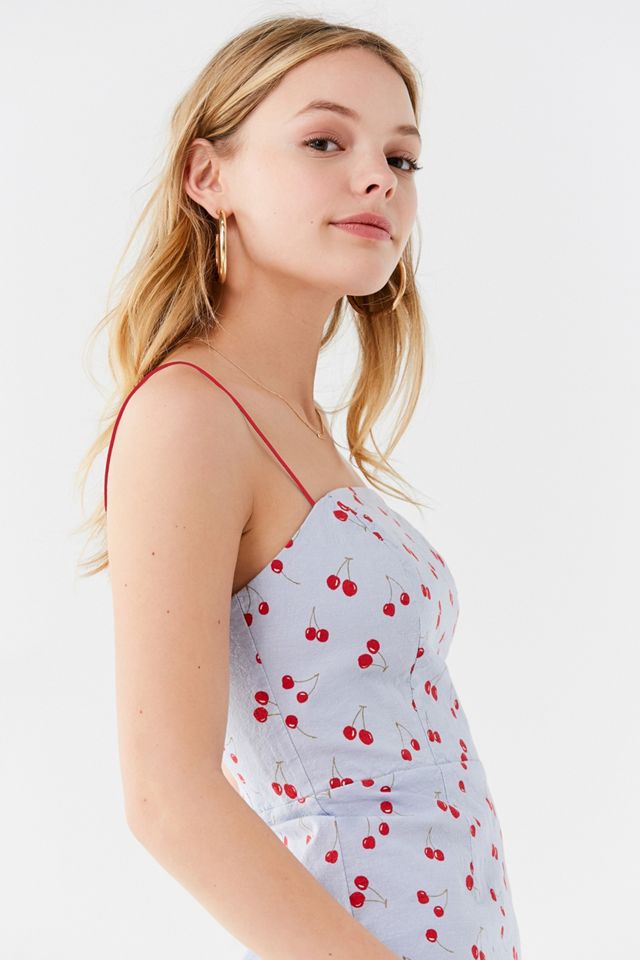 UO Colette Cherry Print Stretch Linen Mini Dress #4