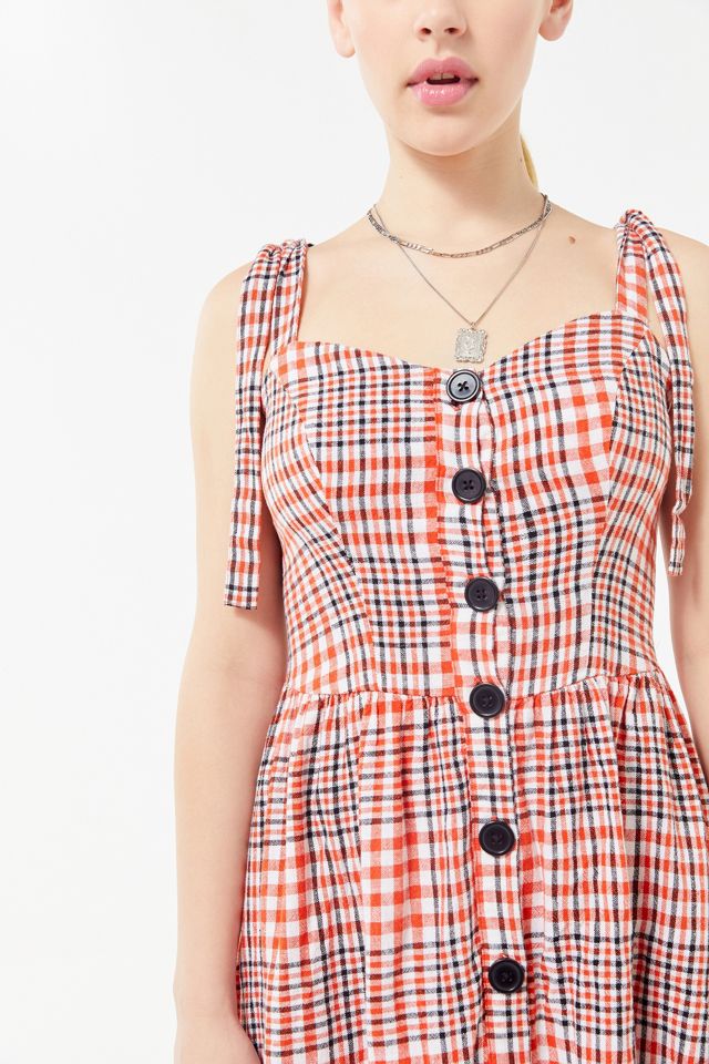 UO Positano Linen Tie-Shoulder Midi Dress