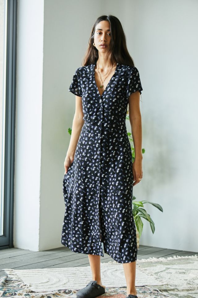 UO Floral Midi Shirt Dress Urban Outfitters UK