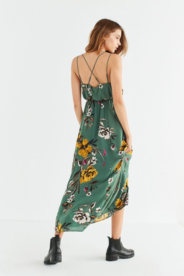 UO Lady Lava Green Floral Covered Button-Down Midi Dress #5