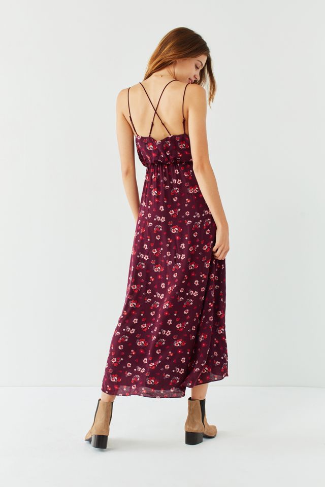 UO Lady Lava Red Floral Covered Button-Down Midi Dress #2