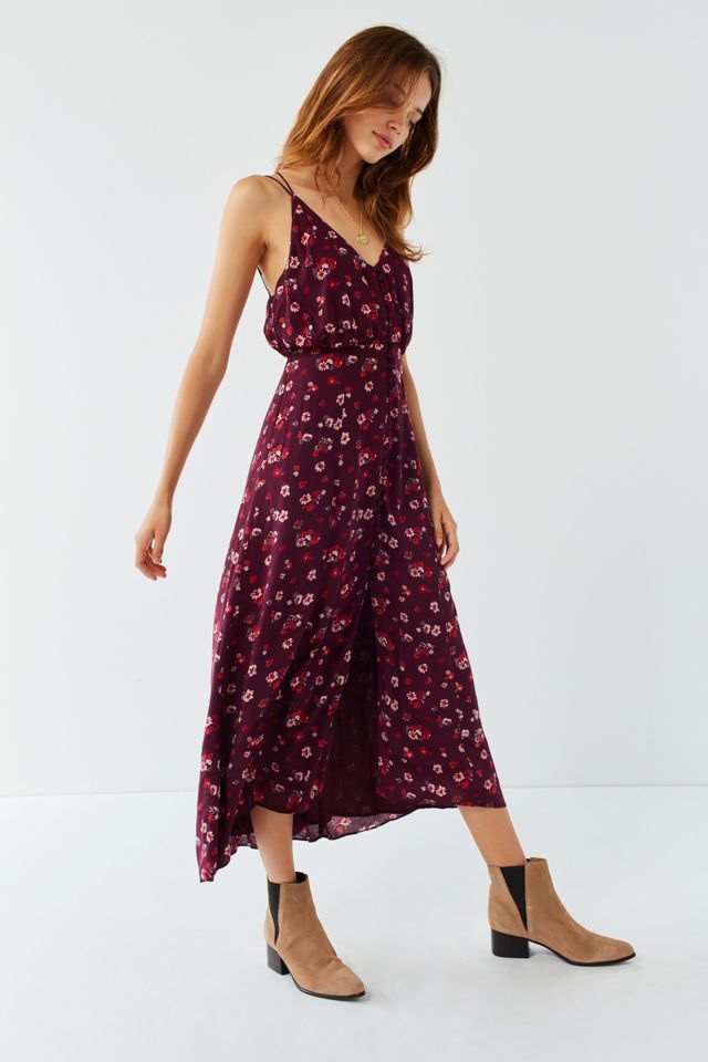 UO Lady Lava Red Floral Covered Button-Down Midi Dress #4