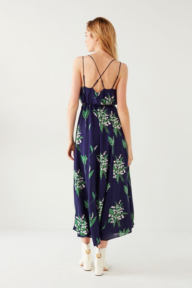 UO Lady Lava Blue Floral Covered Button-Down Midi Dress #2