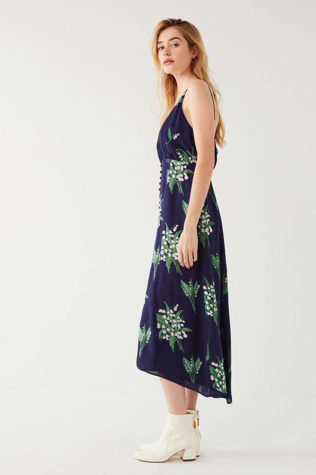 UO Lady Lava Blue Floral Covered Button-Down Midi Dress #4