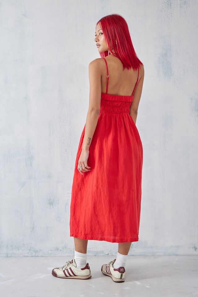 Robe Bustier En Lin BDG Urban Outfitters Taille 2 - Occasion Très Bon état, Couleur Rose Crème