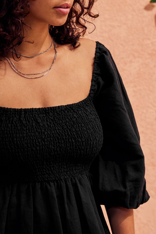 UO Sofia Black Puff Sleeve Mini Dress | Urban Outfitters UK