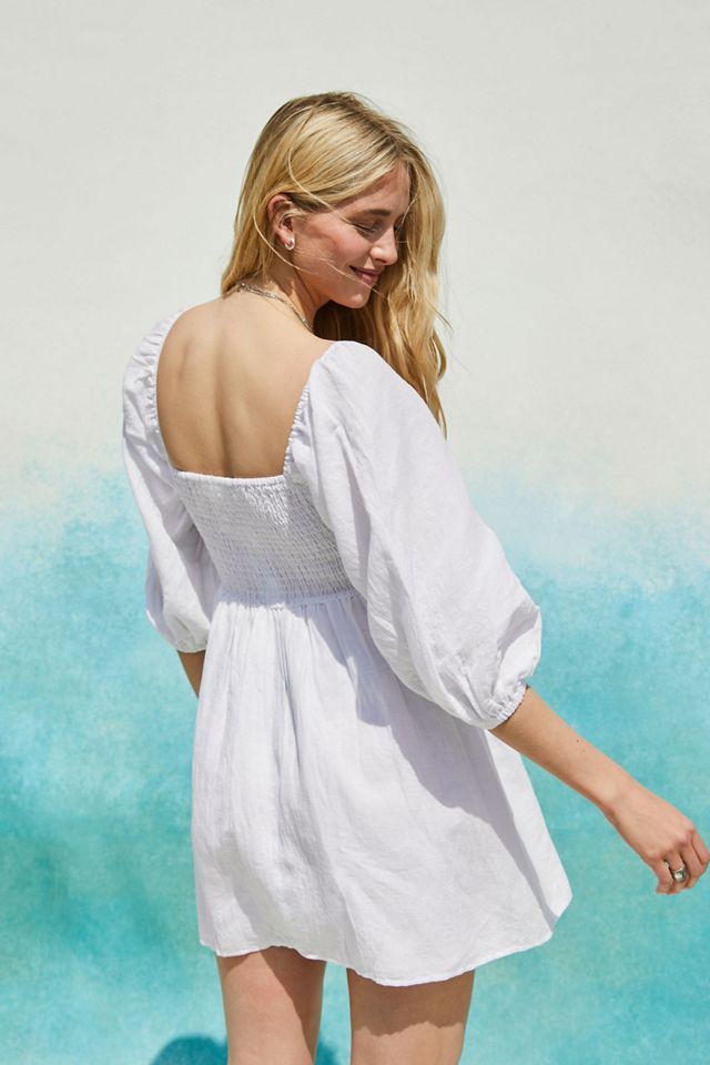 UO Sofia White Puff Sleeve Mini Dress | Urban Outfitters UK