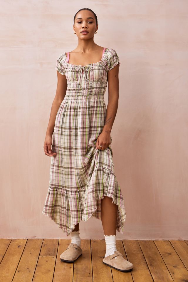 Checked hotsell midi dress