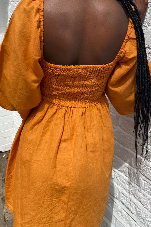 urban outfitters orange dress Urban Outfitters Uo Bibi Printed Babydoll Mini Dress in Orange