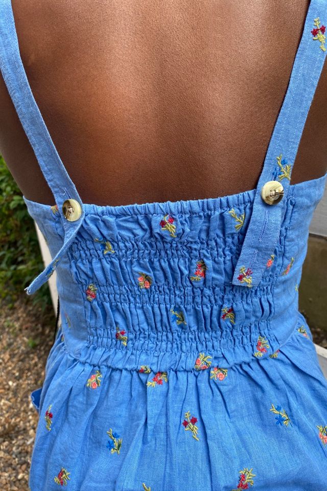 UO Heidi Embroidered Pinny Midi Dress #2