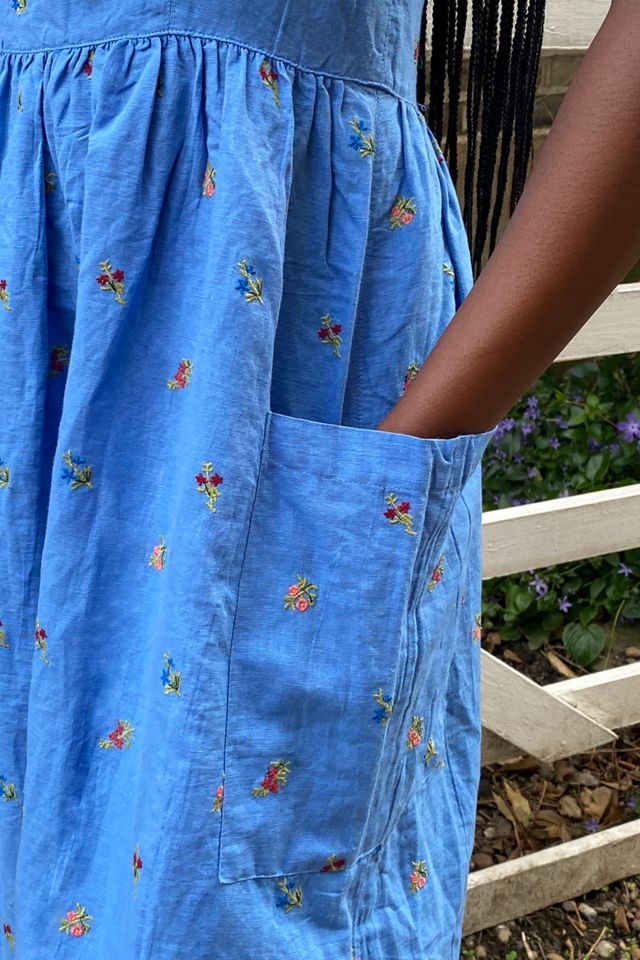 UO Heidi Embroidered Pinny Midi Dress #3