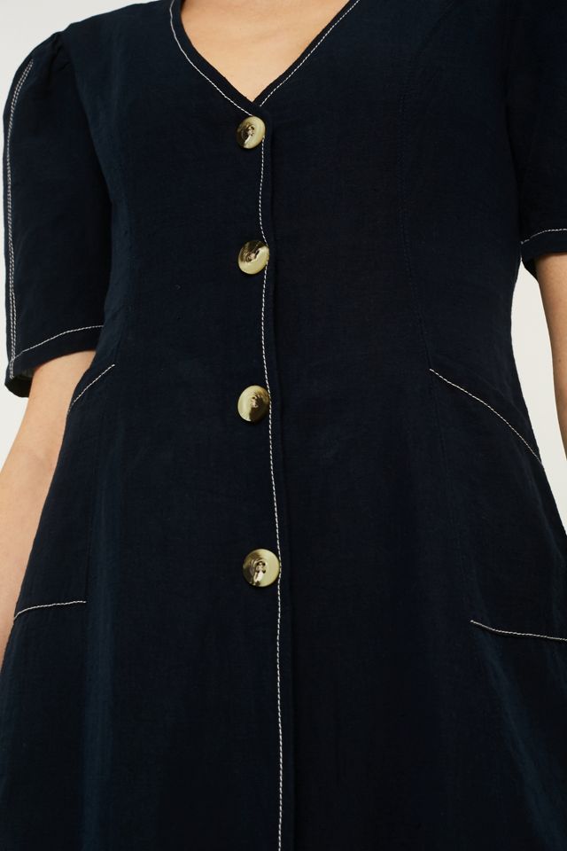 UO Melbourne Contrast Stitch Button-Through Mini Dress #2