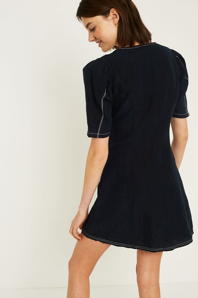 UO Melbourne Contrast Stitch Button-Through Mini Dress #3